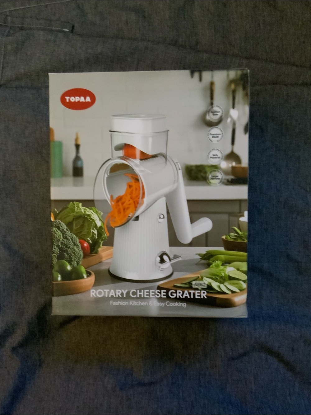 White Rotary Cheese Grater - Manual Kitchen Shredder